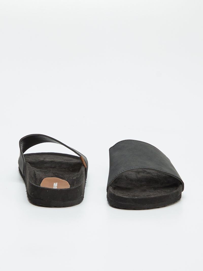 Claquettes bi-matière Noir - Kiabi