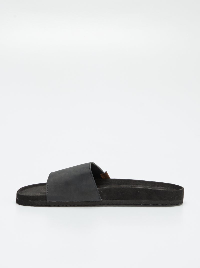 Claquettes bi-matière Noir - Kiabi