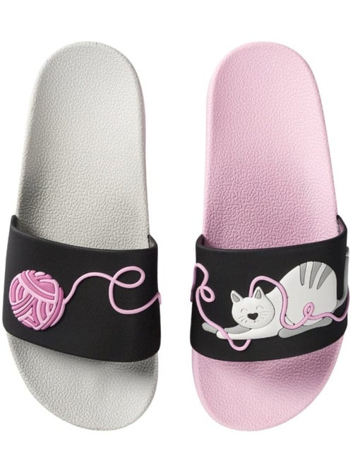 Claquettes Chat et Pelote de Laine - Kiabi Claquettes Chat et Pelote de Laine - Kiabi