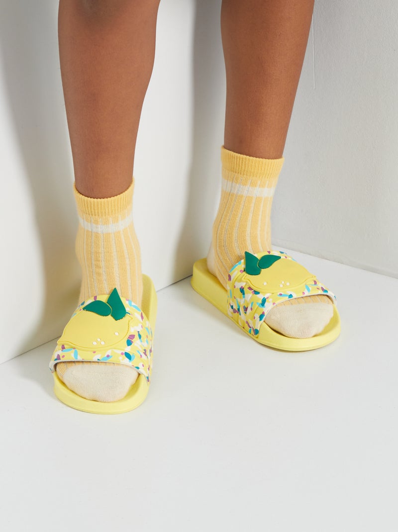 Claquettes 'citron' Jaune - Kiabi