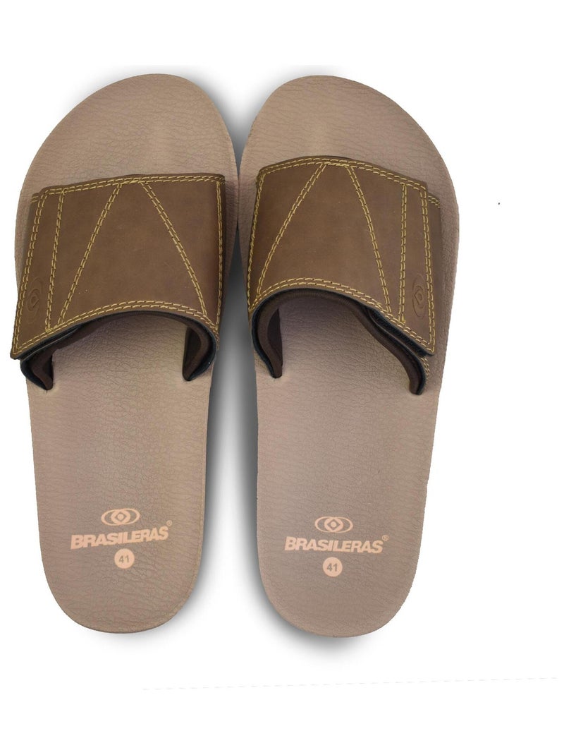 Claquettes de piscine  Brasileras pour homme semelle en gomme Marron - Kiabi