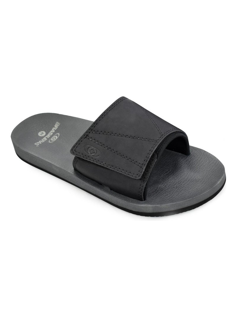 Claquettes de piscine  Brasileras pour hommes semelles en gomme Noir - Kiabi