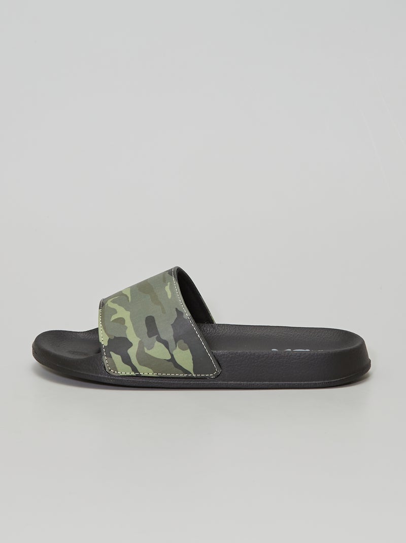 Claquettes de piscine 'camouflage' noir - Kiabi