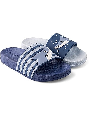 Claquettes Enfants Requins Gris