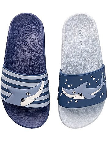 Claquettes Enfants Requins Gris