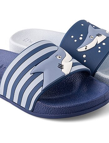 Claquettes Enfants Requins Gris