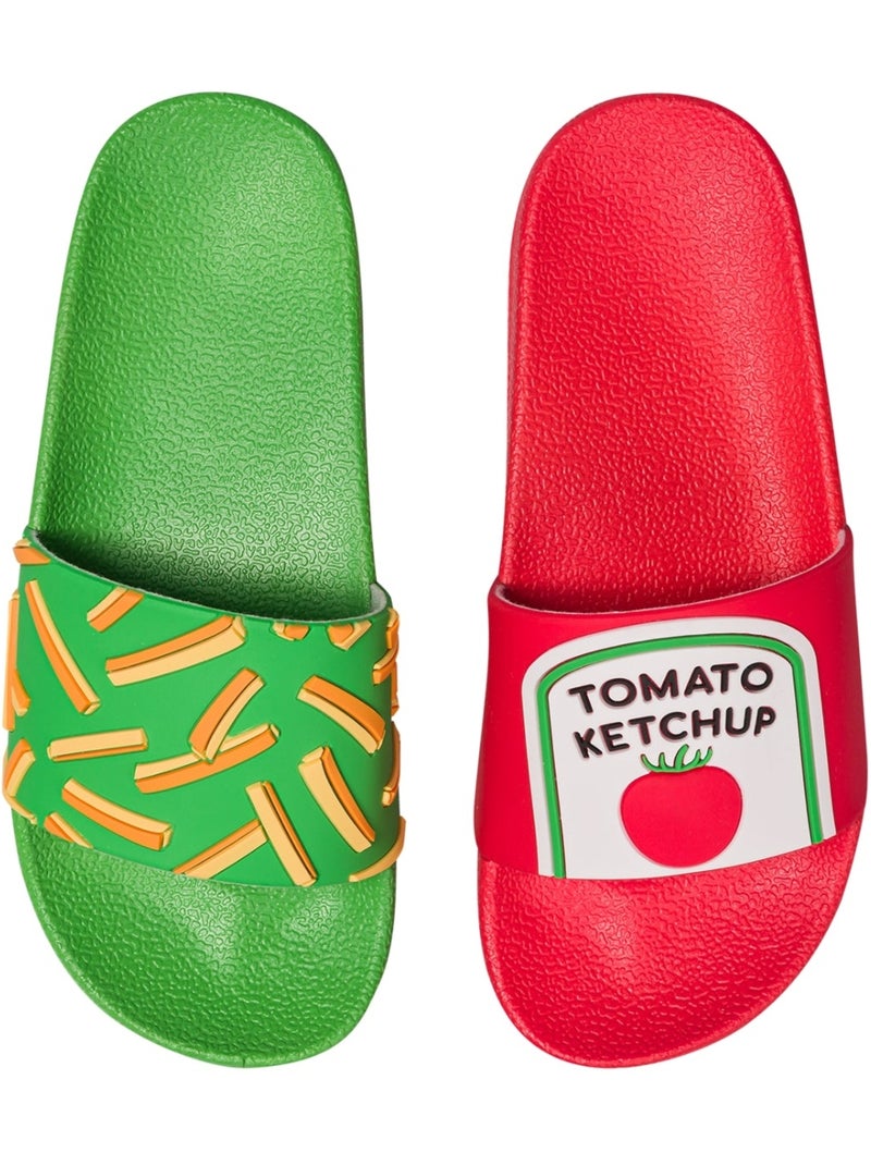 Claquettes Frites et Ketchup Vert - Kiabi
