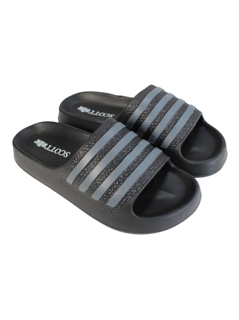 Claquettes Scott homme Noir Noir - Kiabi