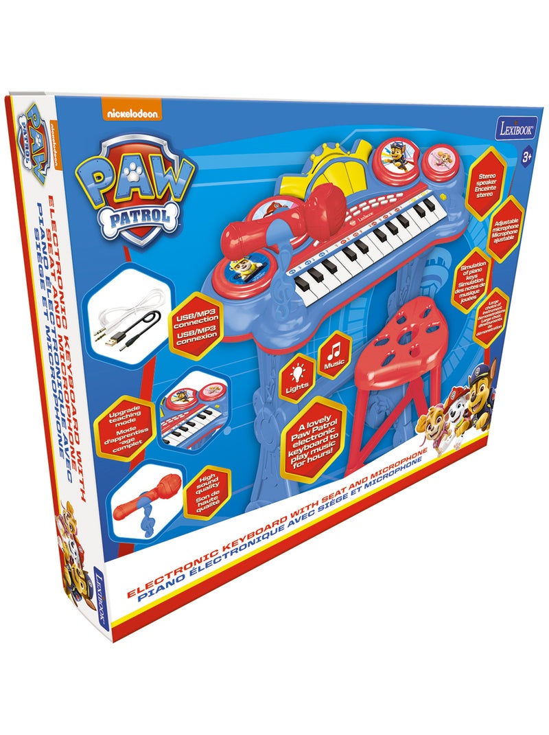 Clavier Électronique Pat’patrouille avec siège et microphone Bleu - Kiabi