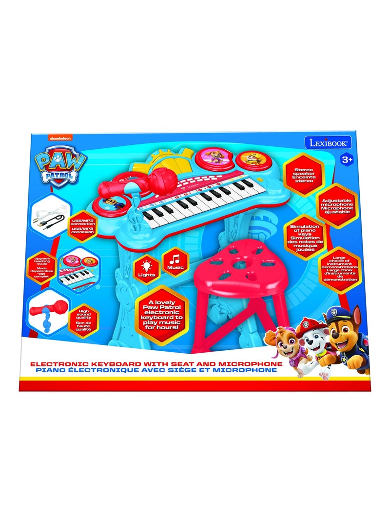 Clavier Électronique Pat’patrouille avec siège et microphone Bleu - Kiabi