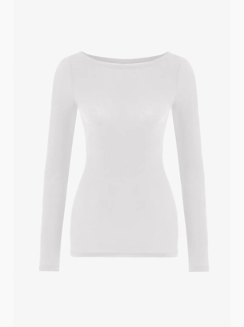 Clean blouse à col bateau et manches longues en cachemire penti Blanc - Kiabi