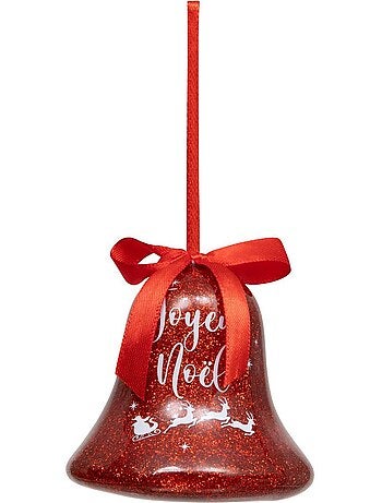Cloche à suspendre en papier rouge à paillettes "joyeux noël" 75mm