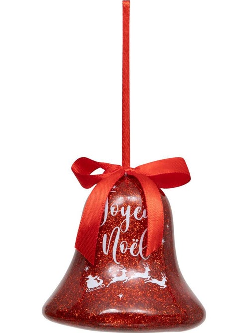 Cloche à suspendre en papier rouge à paillettes "joyeux noël" 75mm - Kiabi