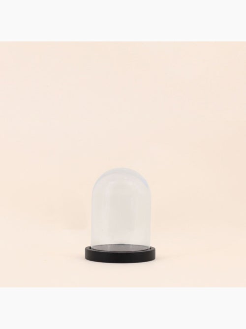 Cloche bougie en verre et bois 17x14cm - Kiabi