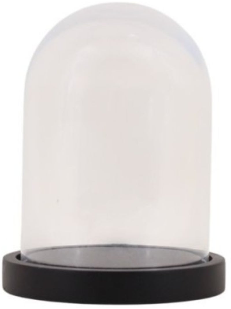Cloche bougie en verre et bois 17x14cm Noir - Kiabi