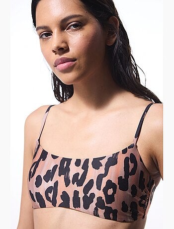 Clove haut de bikini à coupe minimaliste et imprimé léopard penti