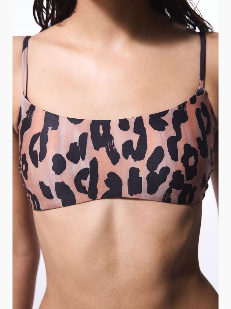 Clove haut de bikini à coupe minimaliste et imprimé léopard penti Grège - Kiabi