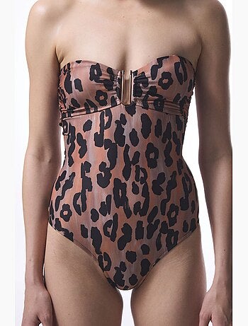Clove maillot de bain sans bretelles à imprimé léopard et boucle penti