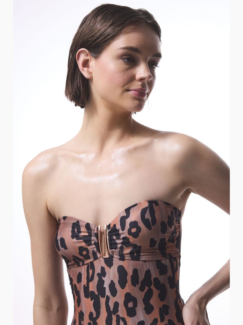 Clove maillot de bain sans bretelles à imprimé léopard et boucle penti Marron - Kiabi
