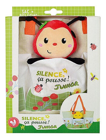 Coccinelle Silence ça pousse sac du jardinier avec peluche Coccinelle- Haut 13 cm