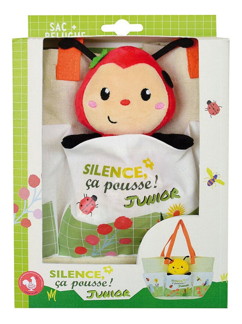 Coccinelle Silence ça pousse sac du jardinier avec peluche Coccinelle- Haut 13 cm Rouge - Kiabi