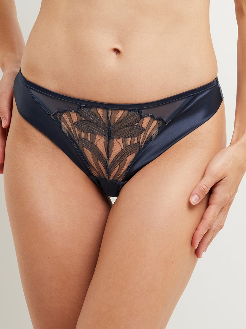 Coco tanga tulle brode Bleu - Kiabi