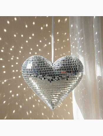 Coeur à facettes miroir 20x17cm