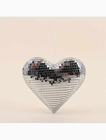 Coeur à facettes miroir 20x17cm