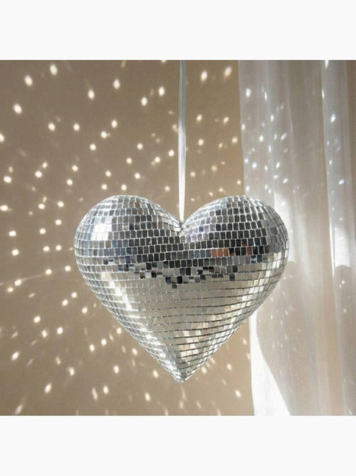Coeur à facettes miroir 20x17cm - Kiabi