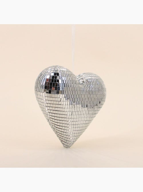 Coeur à facettes miroir 20x17cm - Kiabi