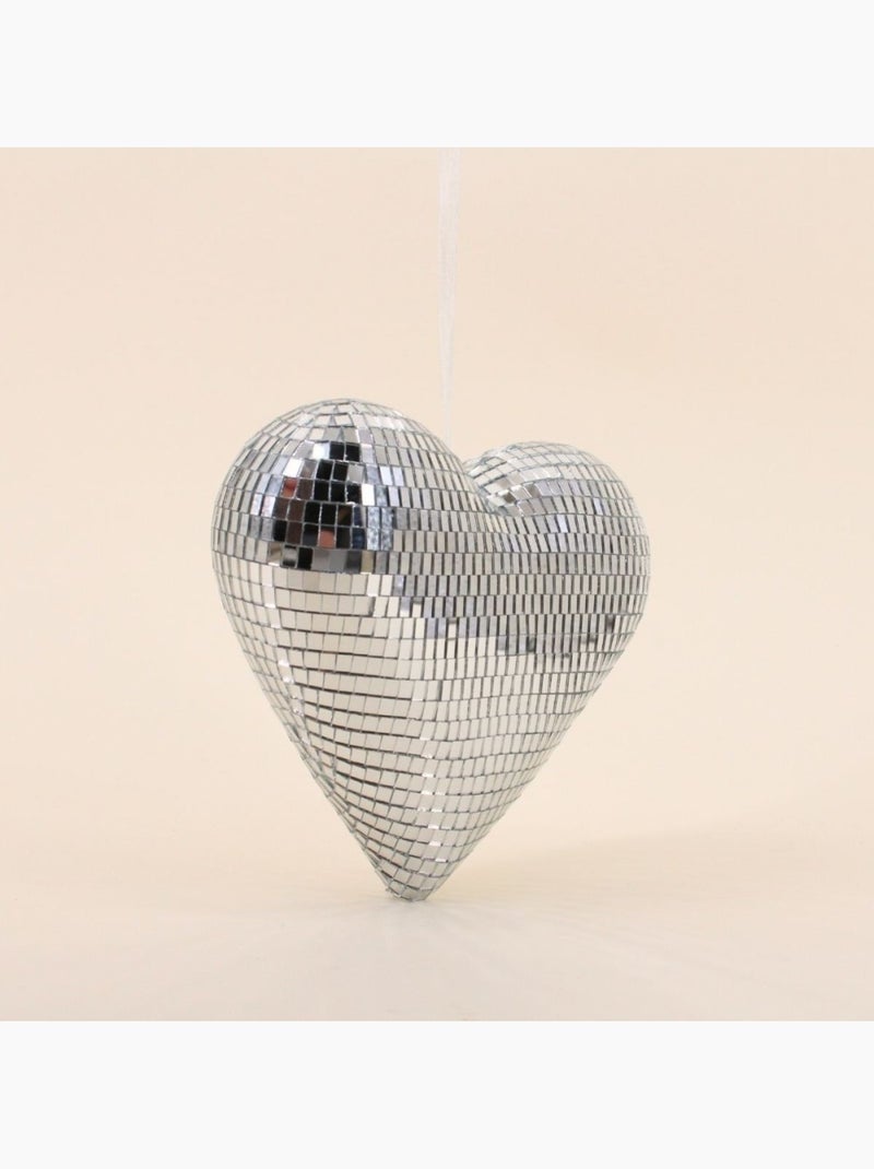 Coeur à facettes miroir 20x17cm Gris - Kiabi