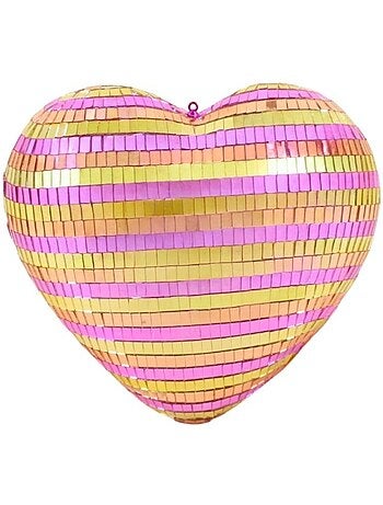 Coeur à facettes rayé bicolore 22x23cm