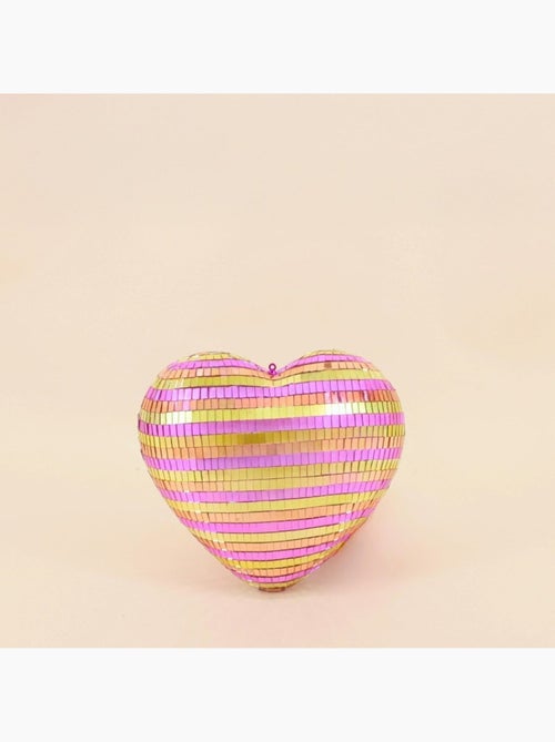 Coeur à facettes rayé bicolore 22x23cm - Kiabi