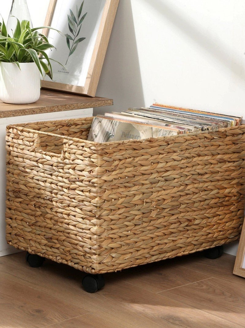 Coffre à jouet à roulettes en jacinthe d'eau - L50 cm Beige - Kiabi