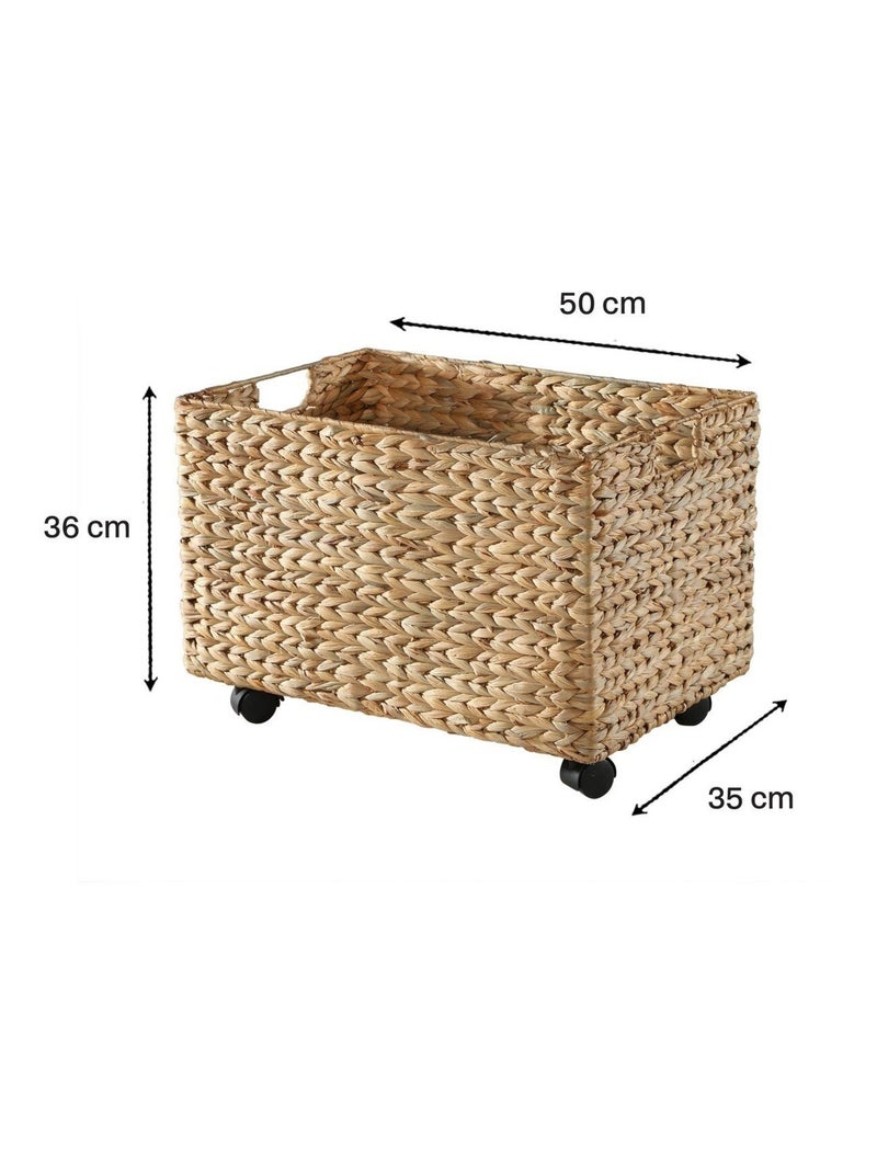 Coffre à jouet à roulettes en jacinthe d'eau - L50 cm Beige - Kiabi