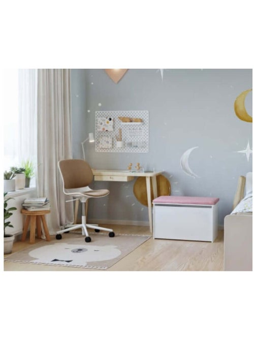 Coffre à jouet et banc Daria - assise rose - Kiabi Coffre à jouet et banc Daria - assise rose - Kiabi