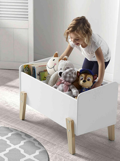 Coffre à jouets 80x39x48 blanc en bois - Kiabi