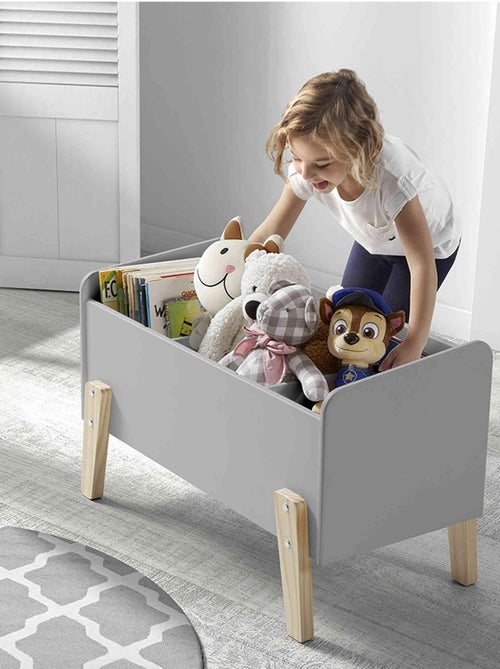 Coffre à jouets 80x39x48 gris en bois - Kiabi
