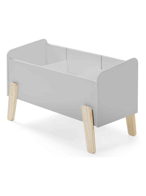 Coffre à jouets 80x39x48 gris en bois - Kiabi