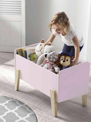 Coffre à jouets 80x39x48 rose en bois