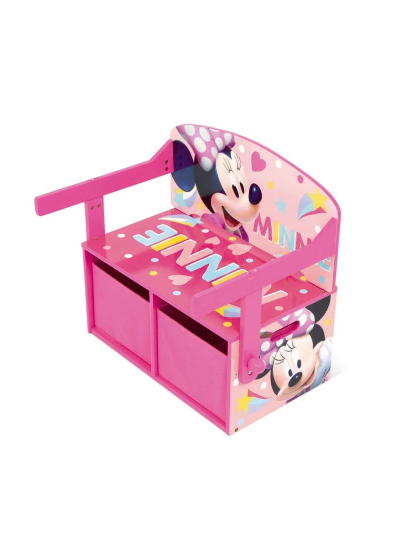 Coffre à Jouets, Banc et bureau 3 en 1 - Minnie Rose - Kiabi