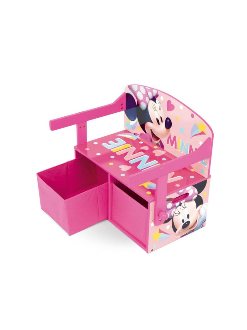 Coffre à Jouets, Banc et bureau 3 en 1 - Minnie Rose - Kiabi