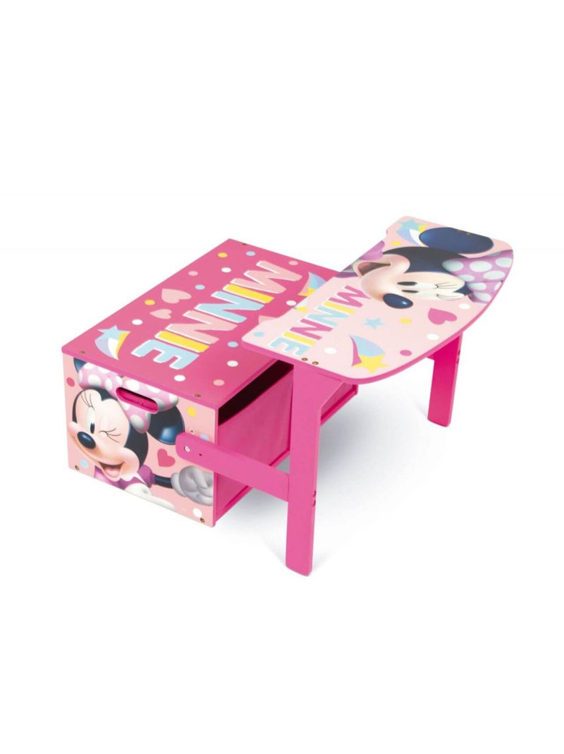 Coffre à Jouets, Banc et bureau 3 en 1 - Minnie Rose - Kiabi
