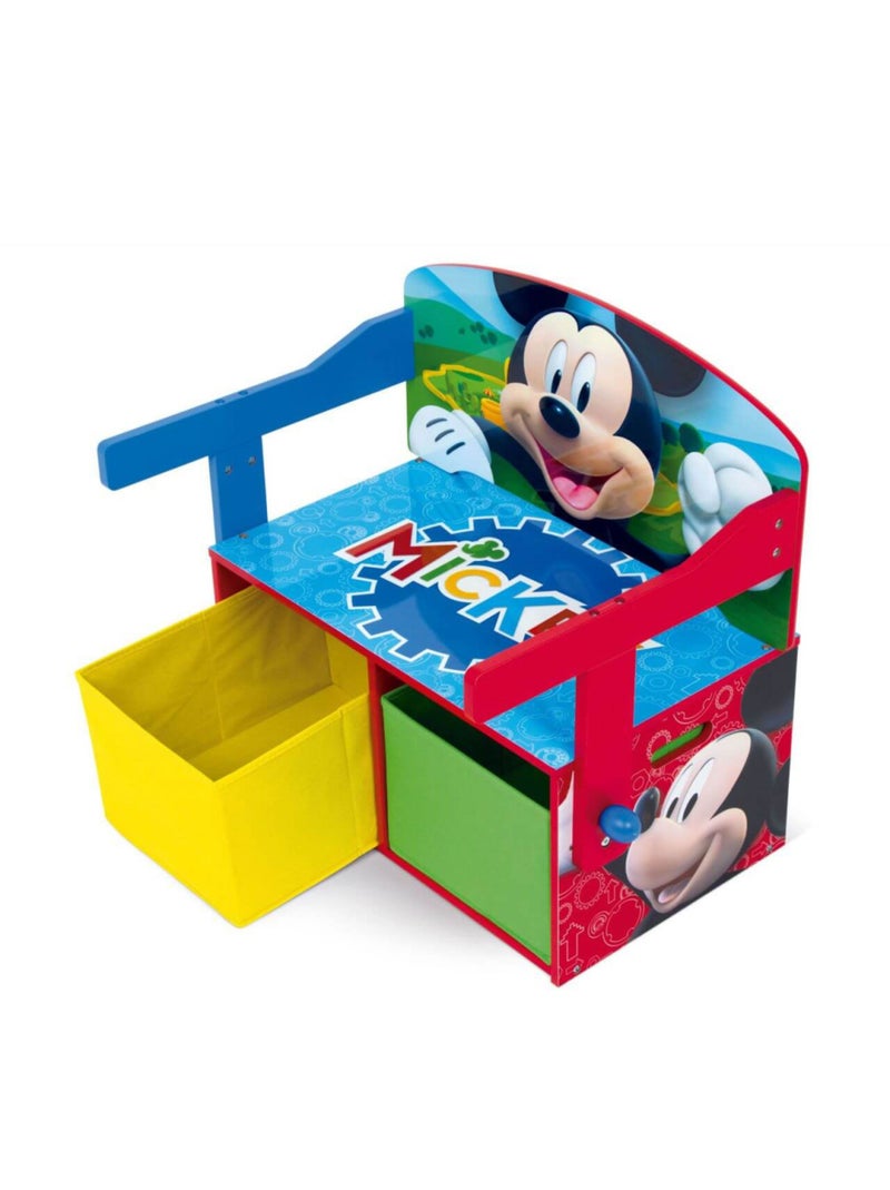 Coffre à Jouets, Banc et bureau pupitre 3 en 1 - Disney Mickey Bleu - Kiabi