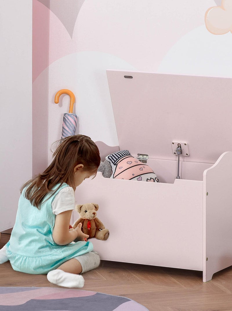 Coffre à jouets dim. 60L x 40l x 48H cm vérin pneumatique Rose - Kiabi