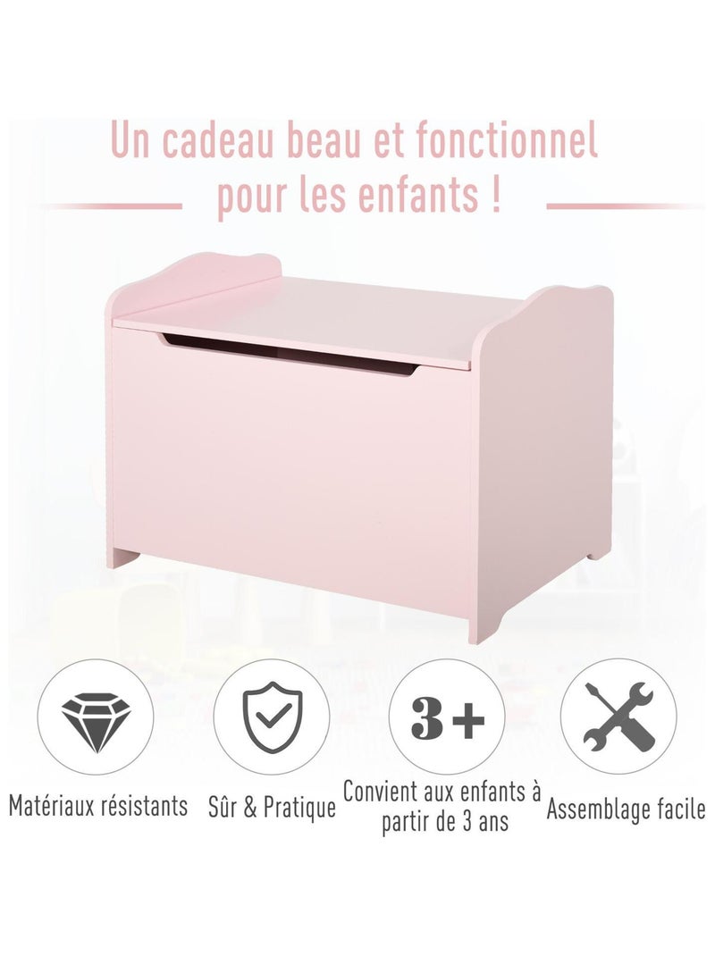 Coffre à jouets dim. 60L x 40l x 48H cm vérin pneumatique Rose - Kiabi