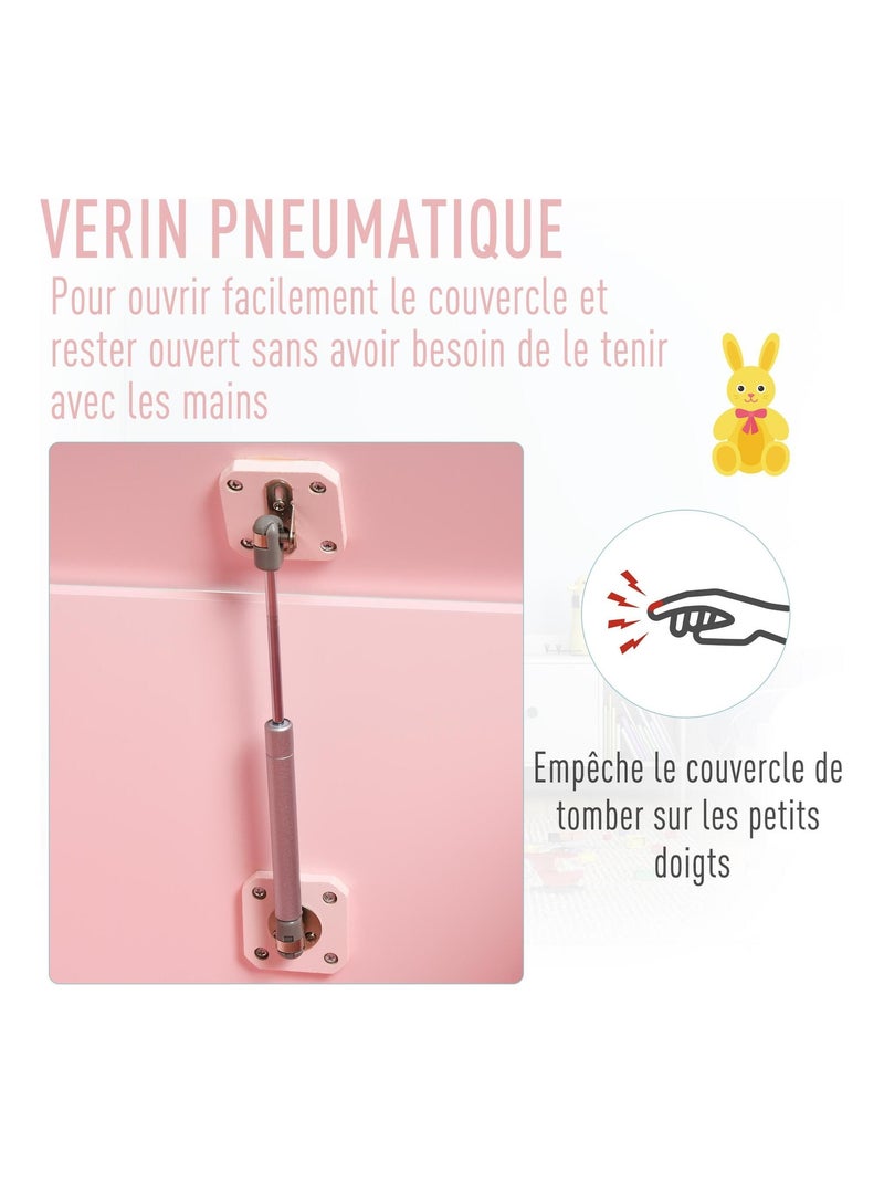 Coffre à jouets dim. 60L x 40l x 48H cm vérin pneumatique Rose - Kiabi
