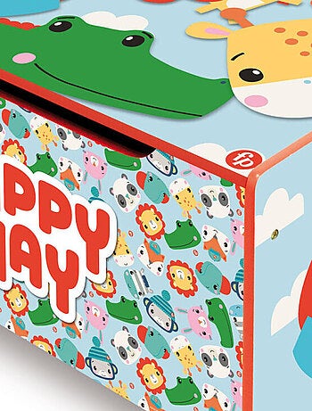 Coffre à Jouets en Bois Animaux - Happy Day