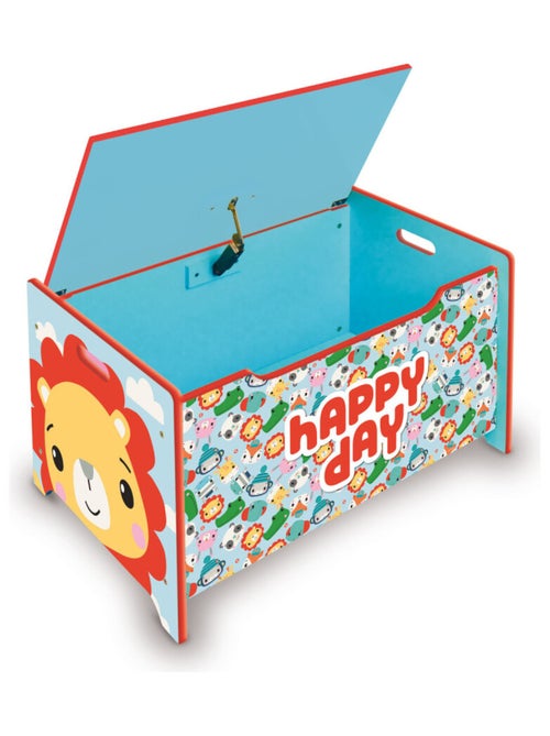 Coffre à Jouets en Bois Animaux - Happy Day - Kiabi