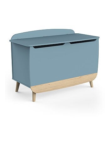 Coffre à jouets en bois bicolore bleu